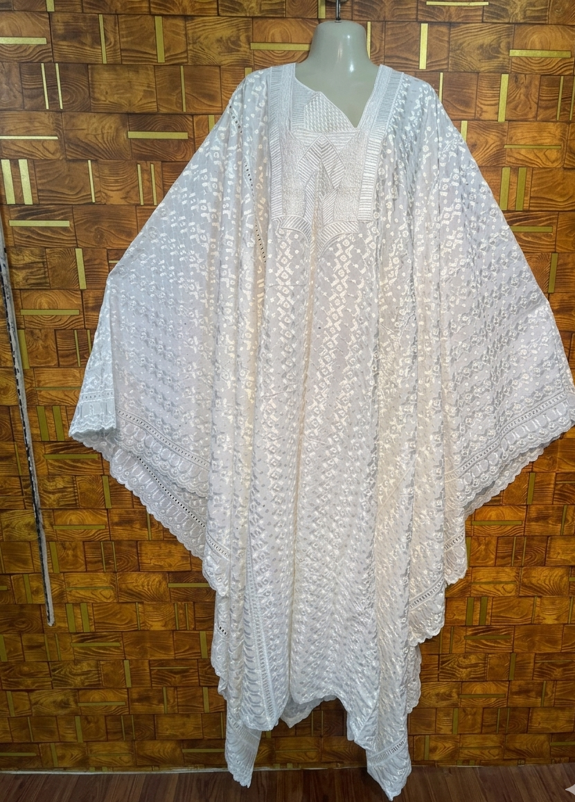 Taftan free size full length chikankari